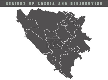 Téléchargez les illustrations : Carte des pays de Bosnie-Herzégovine. Carte de Bosnie-Herzégovine en couleur grise. Carte vectorielle grise détaillée de la Bosnie-Herzégovine par région. - en licence libre de droit