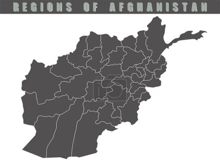 Mapa del país de Afganistán. Mapa de Afganistán en color gris. Mapa vectorial gris detallado de Afganistán por región.