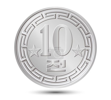 Moneda de 10 chon, Corea del Norte. Vector.