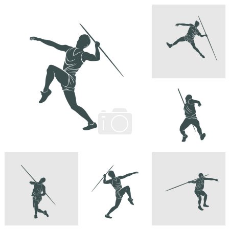 Illustration for Set of Javelin Thrower vector illustration design. Javelin Thrower logo design Template. - Royalty Free Image