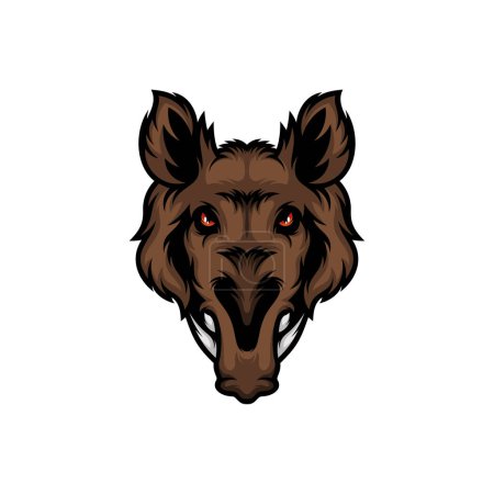 Téléchargez les illustrations : Illustration vectorielle Wild Boar Head. Modèle de logo de sanglier sauvage. - en licence libre de droit