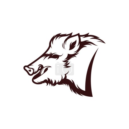 Téléchargez les illustrations : Illustration vectorielle Wild Boar Head. Modèle de logo de sanglier sauvage. - en licence libre de droit