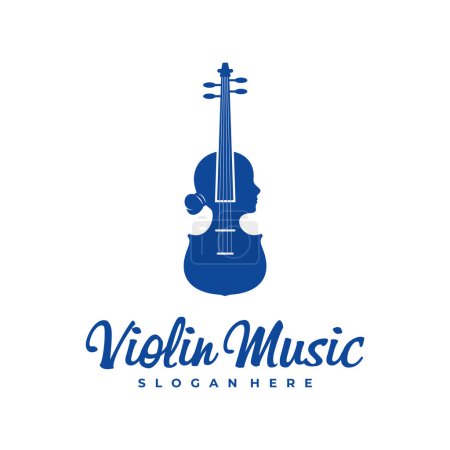 Téléchargez les illustrations : Modèle de conception de logo de violon pour femmes. Illustration vectorielle du logo Creative Violin. - en licence libre de droit