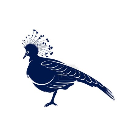 Illustration for Victoria crowned pigeon design vector illustration. Victoria crowned pigeon Silhouette. Bird design template. - Royalty Free Image