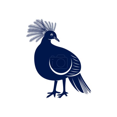 Illustration for Victoria crowned pigeon design vector illustration. Victoria crowned pigeon Silhouette. Bird design template. - Royalty Free Image