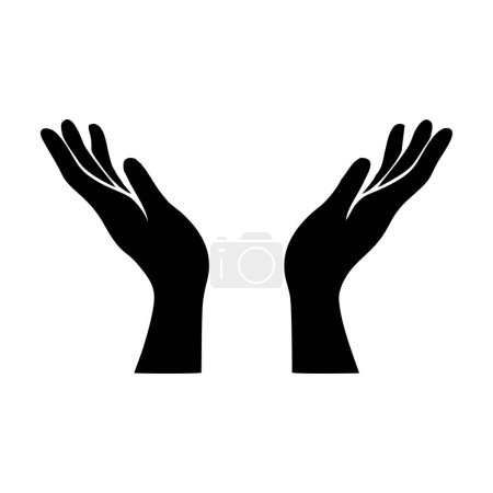 Illustration pour Mains tenant vecteur de conception, mains priant logo. Soutien, paix, soins gestes de la main. Icône vectorielle. art vectoriel main libre. PSE10 - image libre de droit