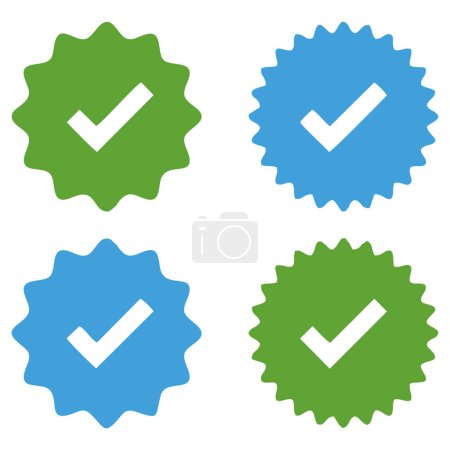 Illustration for Simple vector illustration of verified badge. Perfect for authentic verified social media account design elements, public figure accounts and globally acclaimed. Blue tick mark badge label - Royalty Free Image