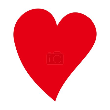 Illustration for Single heart symbol in red. Simple flat heart icon or logo isolated on white background. Suitable for use as a symbol of love and Valentine's design - Royalty Free Image
