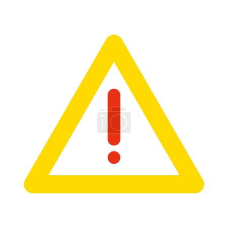 Illustration for Warning sign with exclamation mark. Caution symbol. Vector illustration.A hazard warning symbol on a red background. Suitable for use in the design of warnings, road signs etc - Royalty Free Image