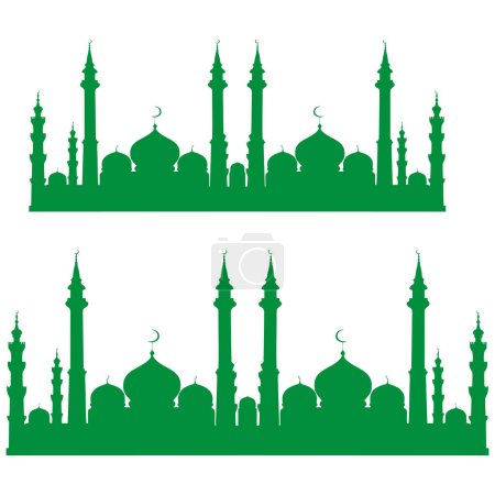 Téléchargez les illustrations : Silhouette mosquée sur fond blanc. Illustration vectorielle. Eps 10. approprié pour une utilisation comme éléments de conception religieuse, salutations pour les vacances, etc. - en licence libre de droit