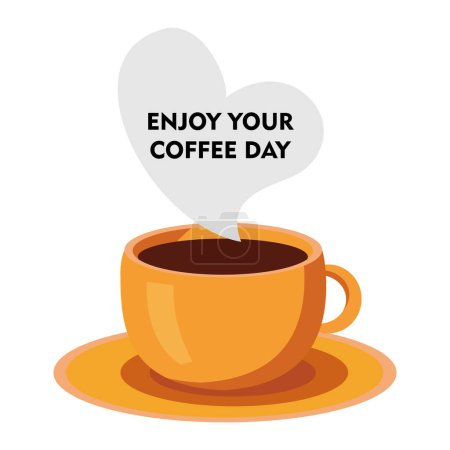 Illustration for Coffee design over white background, vector illustration. Vector illustration. With the words enjoy your coffee day. Suitable for use as a decorative design in coffee shops or elements in designs with a coffee theme - Royalty Free Image