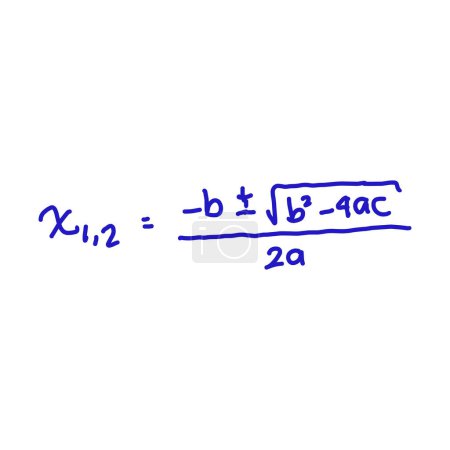 Illustration for ABC formula. One way to determine the roots of a quadratic equation. Mathematical formulas. Vector illustration. Isolated on white background. - Royalty Free Image