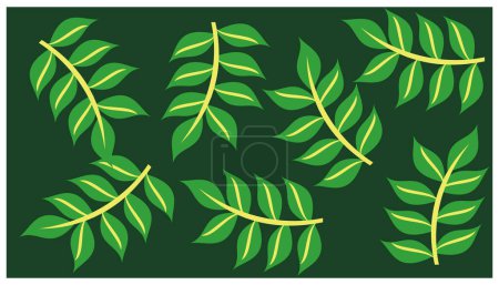 Illustration for Green leaves on a green background, vector illustration, eps10. Abstract background with random plant pattern - Royalty Free Image