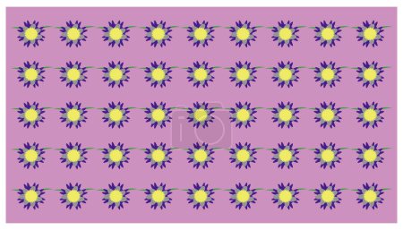 Illustration for Seamless floral pattern with purple flowers on a pink background. Abstract background with random plant patttern - Royalty Free Image