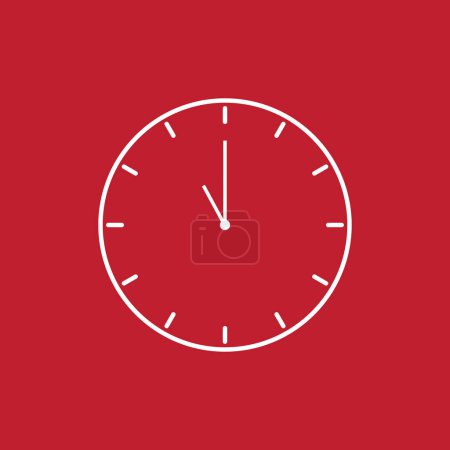 Illustration for Clock icon. Time symbol. Flat Vector illustration. White on red background. Icon and symbol design elements for various design needs. - Royalty Free Image
