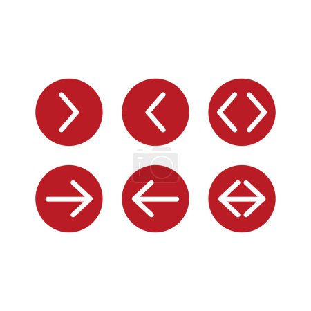 Arrow icons set. Red vector illustration. Flat design style. resources graphic icon element design. Vector illustration with social media theme ui icon