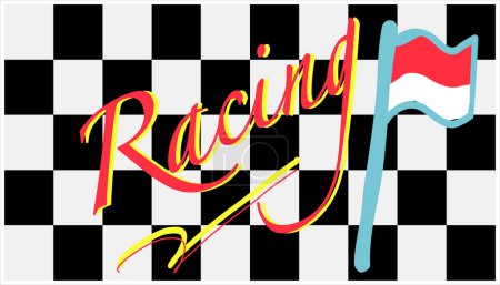 Illustration for Racing sign on checkered flag background. Vector illustration. resources graphic background element design. Vector illustration with a racing sports theme - Royalty Free Image