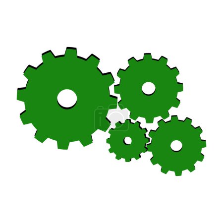 Green gears icon on white background. Vector illustration. Eps 10. Symbol design icon graphic element resources. Vector illustration with a technology theme