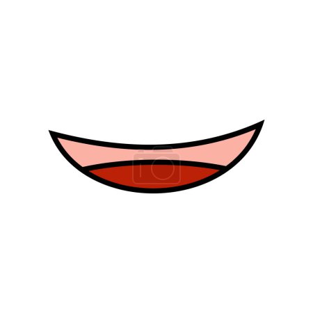 cartoon illustration of lips with a red tongue.  cartoon body parts, mouth in flat style.  Basic element graphic design of mouth cartoon.