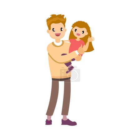Family design. Illustration of a father and daughter on white background. design element illustration of a happy family. Element design of a happy family that is warm and full of love
