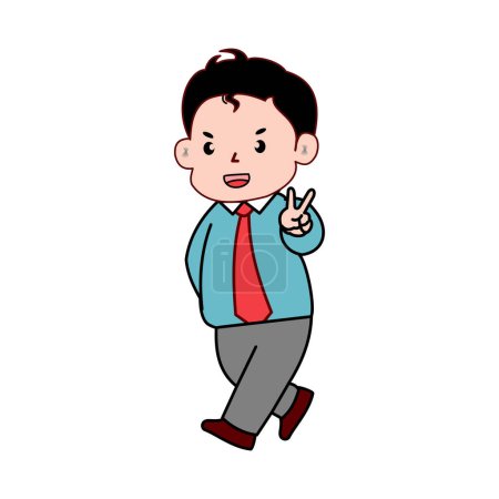businessman cartoon on white background. cartoon illustration of work, the profession of a cute entrepreneur. Suitable for use in designing job introductions for children
