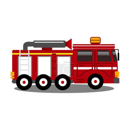 Niedliche Feuerwehr-Illustration. Gestaltungselemente des öffentlichen Verkehrs für schnelle Hilfe. Feuerwehrauto-Gestaltungselement für Kinder