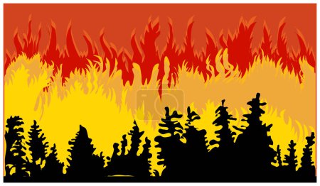 Illustration for Illustration of a burning on a background of yellow and red. large and big fire illustration design. Fire background element. Fire element background for your design needs - Royalty Free Image
