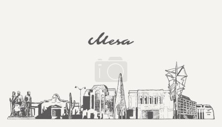 Téléchargez les illustrations : Mesa skyline, Arizona, USA Illustration vectorielle - en licence libre de droit