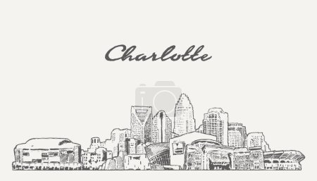 Illustration for PrintCharlotte skyline, North Carolina, USA Vector illustration - Royalty Free Image