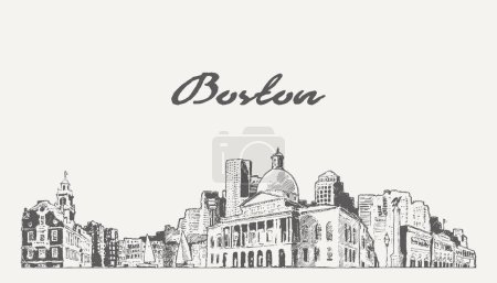 Illustration for Boston skyline, Massachusetts, USA Vector illustration - Royalty Free Image