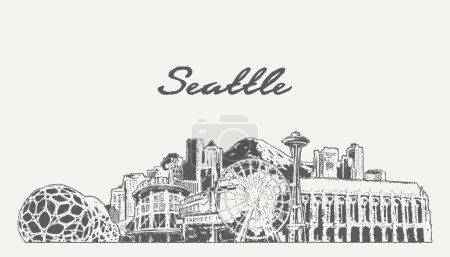 Illustration for Seattle skyline, Washington, USA Vector illustration - Royalty Free Image