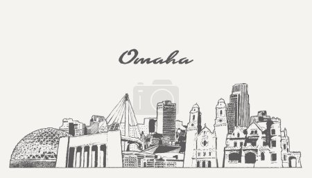 Ilustración de Omaha skyline, Nebraska, EE.UU. Ilustración vectorial - Imagen libre de derechos