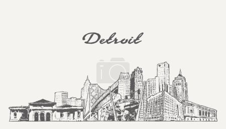 PrintDetroit skyline, Michigan, USA Vector illustration
