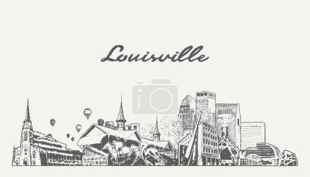 Téléchargez les illustrations : Louisville skyline, Kentucky, États-Unis Illustration vectorielle - en licence libre de droit