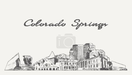 Téléchargez les illustrations : Colorado Springs skyline. Illustration vectorielle - en licence libre de droit