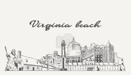 Illustration for Virginia Beach skyline, Virginia, USA Vector illustration - Royalty Free Image
