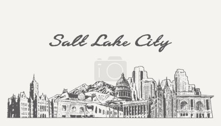 Illustration for Salt Lake City skyline, Utah, USA Vector illustration - Royalty Free Image