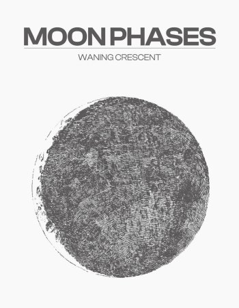 Téléchargez les illustrations : High detail sketch of moon phase, cycle, stage Vector illustration - en licence libre de droit