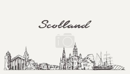 Illustration for Scotland skyline United Kingdom hand drawn, sketch. Vector illustration - Royalty Free Image