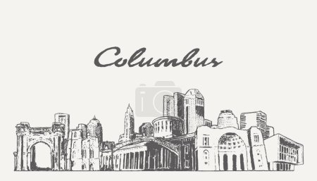 Illustration for Columbus skyline Ohio USA hand drawn, sketch. Vector illustration - Royalty Free Image