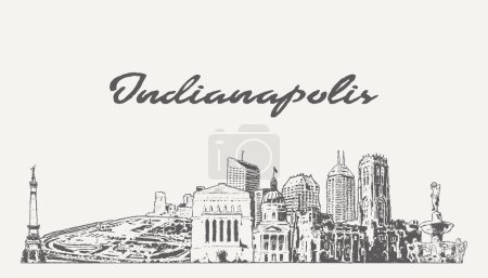 Illustration for Indianapolis skyline Indiana USA hand drawn sketch. Vector illustration - Royalty Free Image