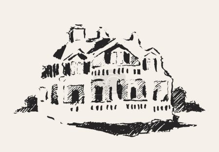 Téléchargez les illustrations : Illustration of a mansion, a large house. Vector illustration - en licence libre de droit