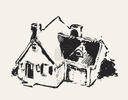 Téléchargez les illustrations : Illustration of a mansion, a large house. Vector illustration - en licence libre de droit