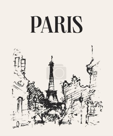 Téléchargez les illustrations : Rues à Paris France illustration, dessinée à la main. Illustration vectorielle - en licence libre de droit