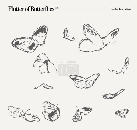 Illustration for Swarm of butterflies, hand drawn vector illustration, realistic drawing, sketch. Vector illustration - Royalty Free Image