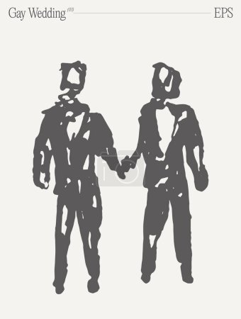 Illustration for Gay wedding. Hand drawn vector illustration, sketch. Vector illustration - Royalty Free Image