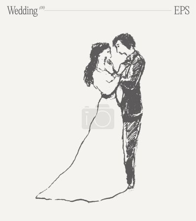 Illustration for Bride and groom at the wedding ceremony. Vector illustration - Royalty Free Image