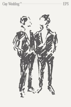 Illustration for Gay wedding. Hand drawn vector illustration, sketch. Vector illustration - Royalty Free Image