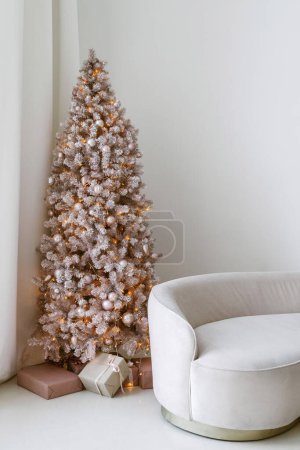 Photo for Modern light interior with couch and christmas tree - Royalty Free Image