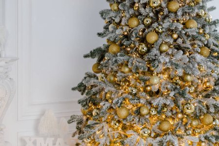 Photo for Christmas background with decorated classic Christmas tree - Royalty Free Image